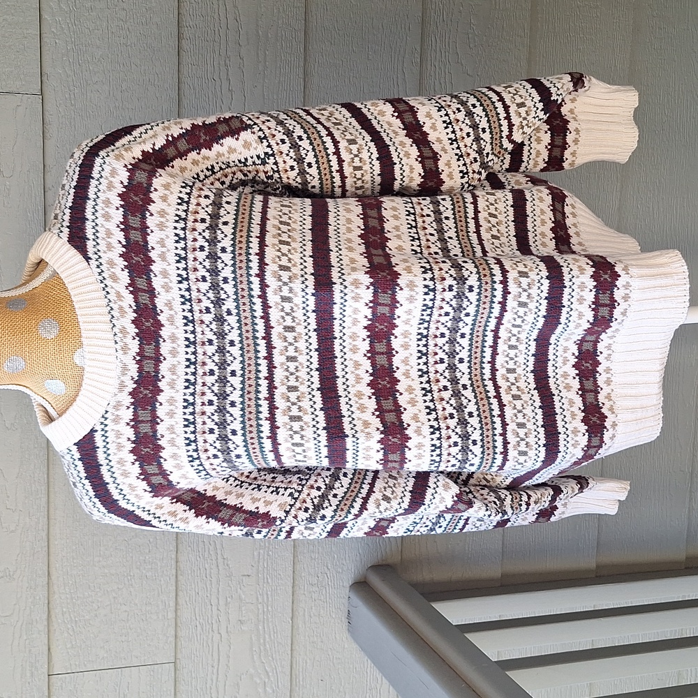 Vintage 90s Bill Blass cotton made in USA hand framed sweater size XL